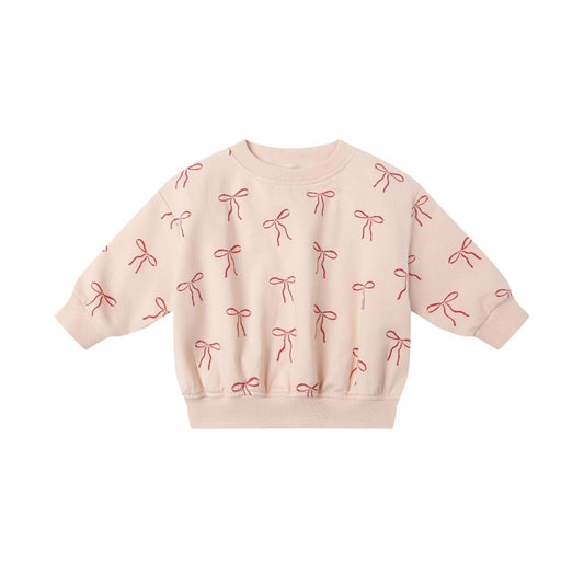 RELAXED FLEECE SWEATSHIRT+   SWEATPANT SET || RED BOWS