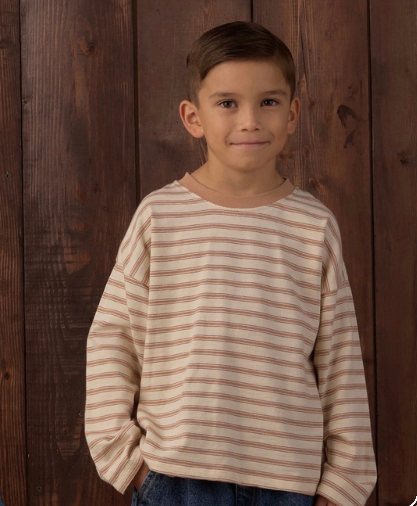 CAMDEN LONG SLEEVE TEE FAWN STRIPE