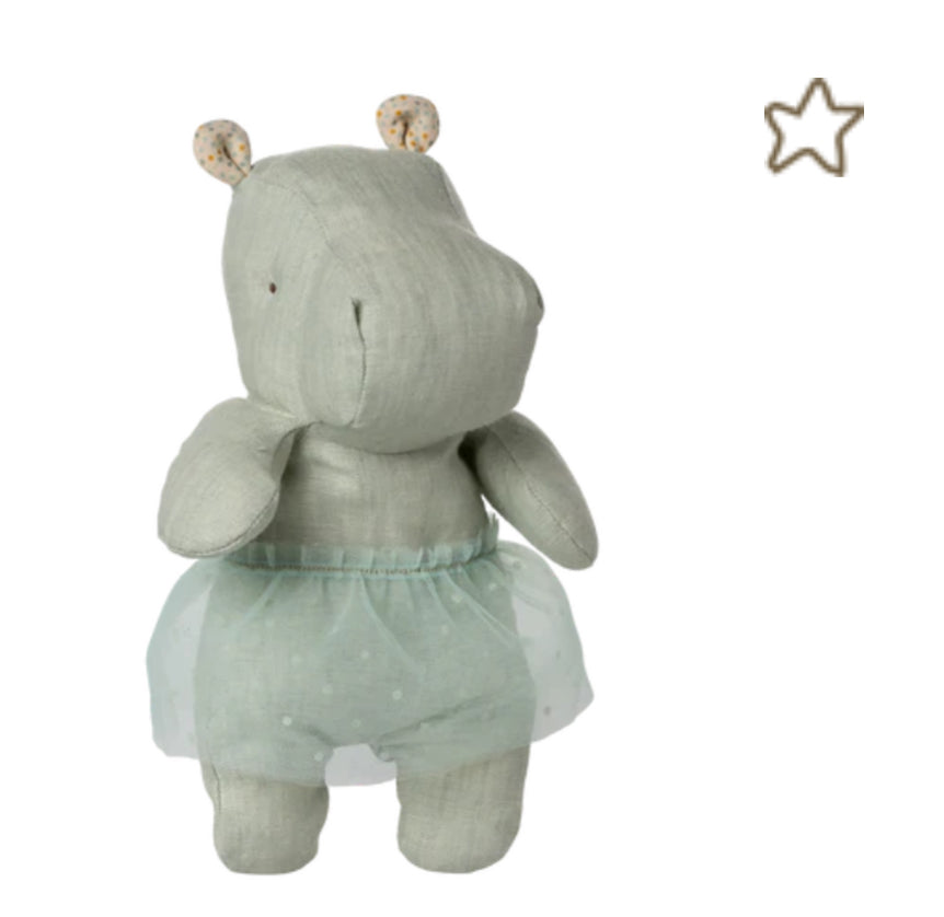 Safari friends, Hippo w. skirt, Small - Mint