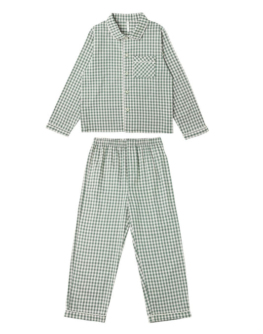 EVERGREEN GINGHAM LONG SLEEVE PAJAMAS