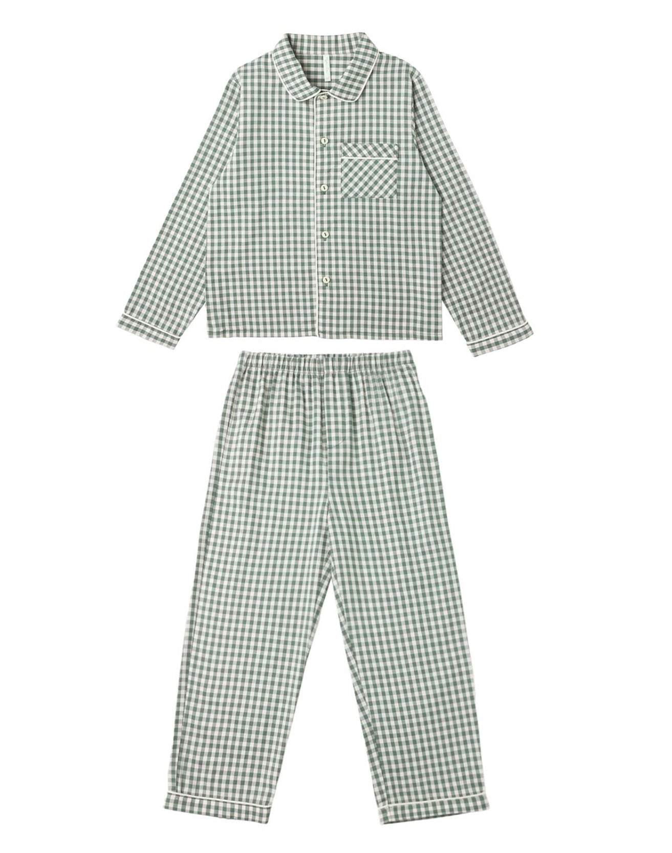 EVERGREEN GINGHAM LONG SLEEVE PAJAMAS