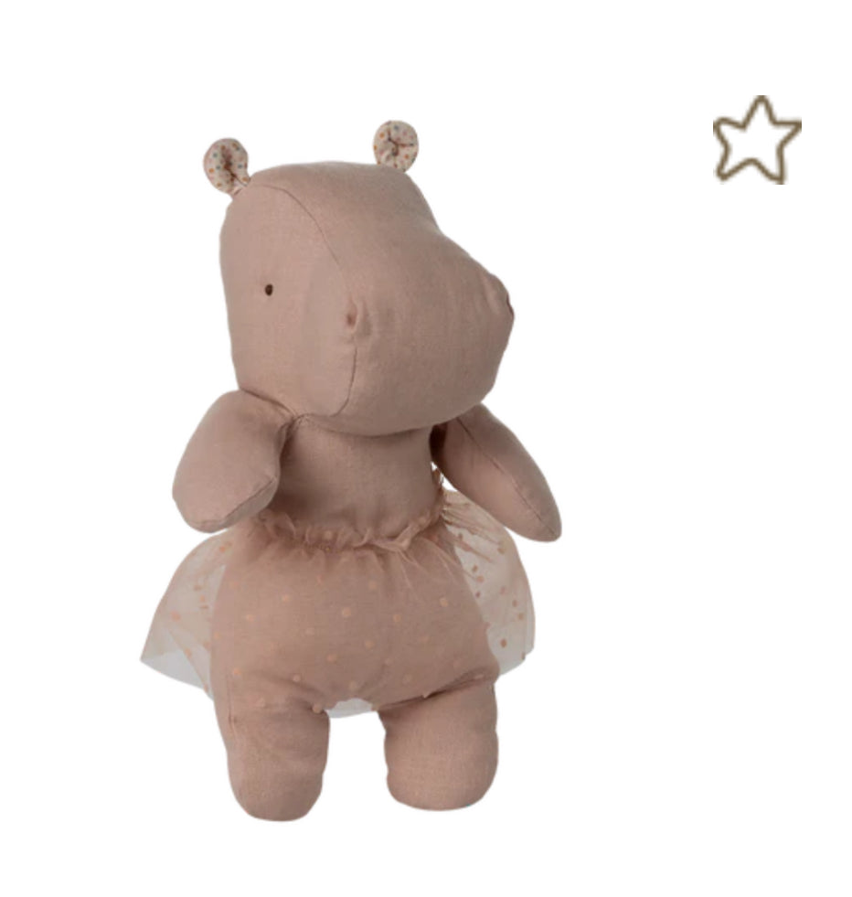 Safari friends, Hippo w. skirt, Small - Soft rose