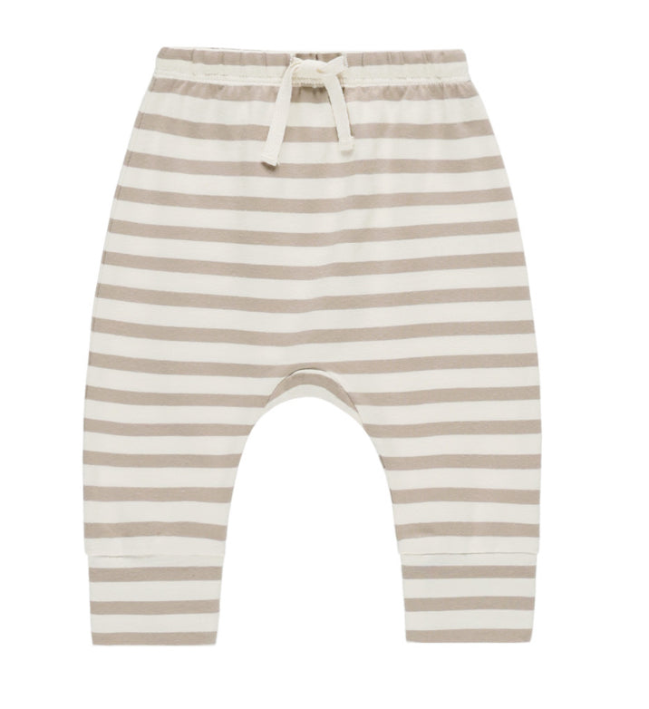 LONG SLEEVE POCKET TEE + DRAWSTRING PANT SET || GREY STRIPE