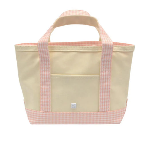 MINI TOTE - COATED CANVAS with GINGHAM TAFFY TRIM
