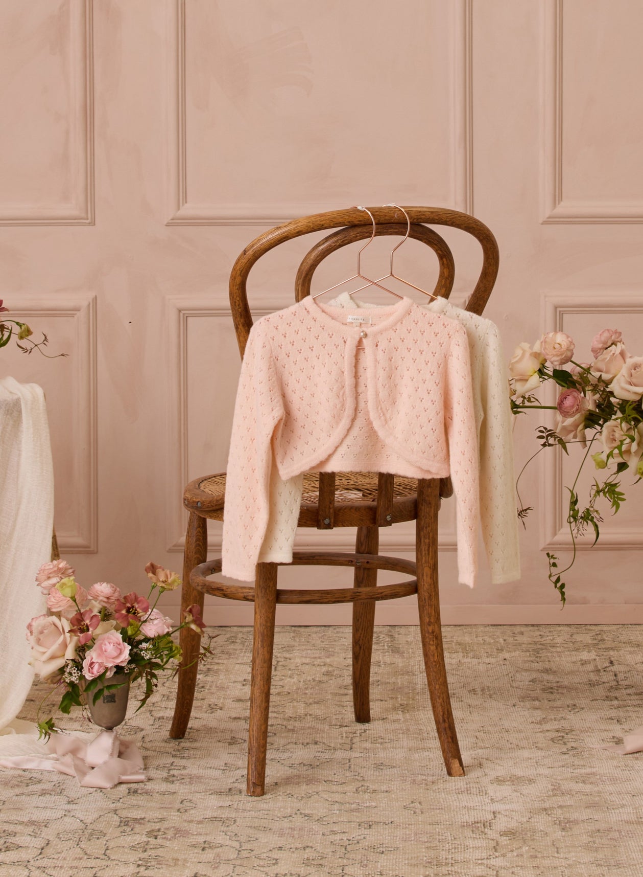 Bolero Jacket Pointelle knit blush