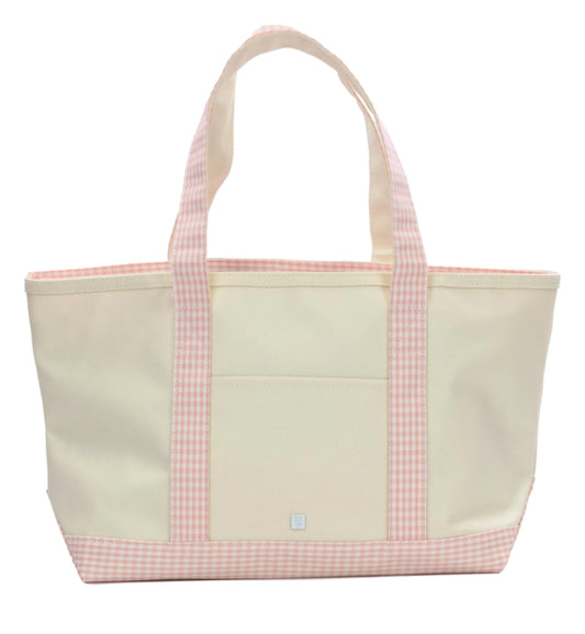 MEDIUM TOTE - COATED CANVAS GINGHAM TAFFY TRIM