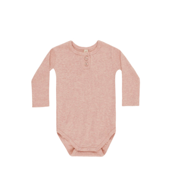 Ribbed Long Sleeve Onesie || Rose