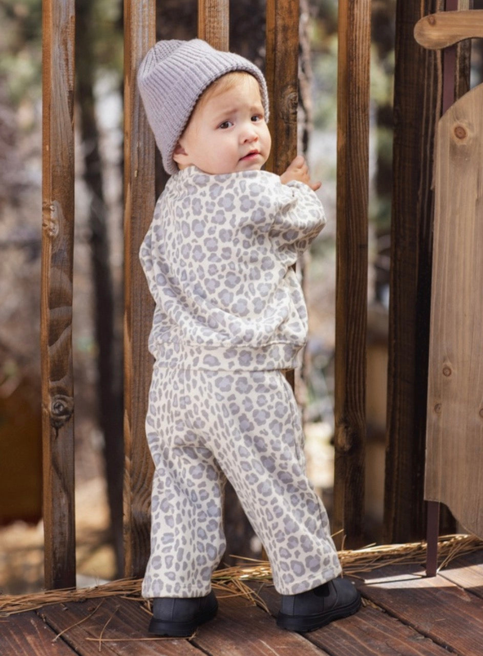 WIDE LEG SWEATPANT BLUE LEOPARD