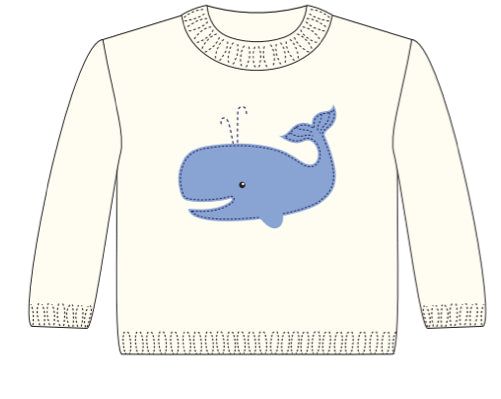 Whale Crew Sweater with shoulder buttons