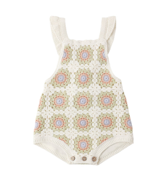 CROCHET ROMPER CITRON DAISY CHECK