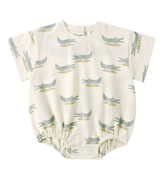 RELAXED BUBBLE ROMPER ALLIGATORS