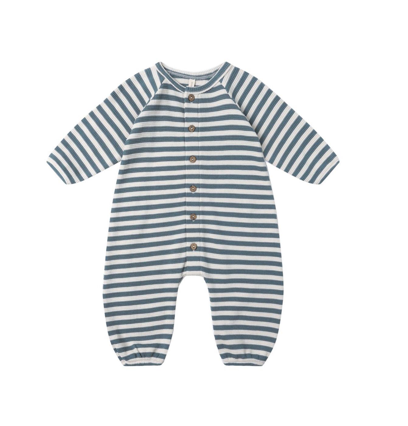 OCEAN STRIPE WAFFLE LONG SLEEVE JUMPSUIT ||