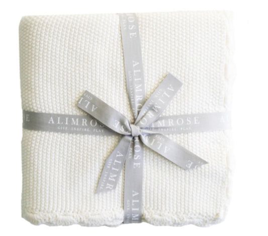 Mini Moss Stitch Baby Blanket ivory