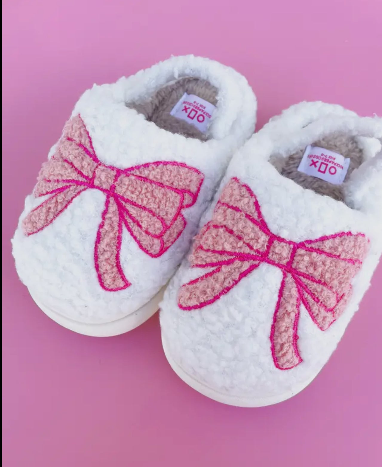 Little Kids - Pink Bow Slippers