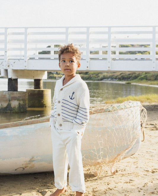 SHAWL CARDIGAN NATURAL & MARINE