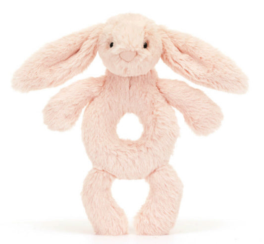 Jellycat Baby Bashful Blush Bunny Ring Rattle  (RECYCLED FIBERS)