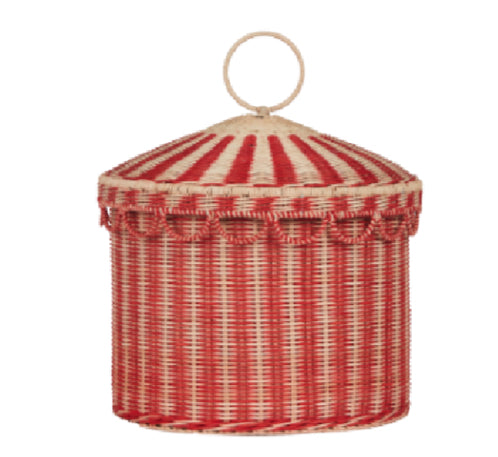 Circus Tent Toy Basket - Red & Straw