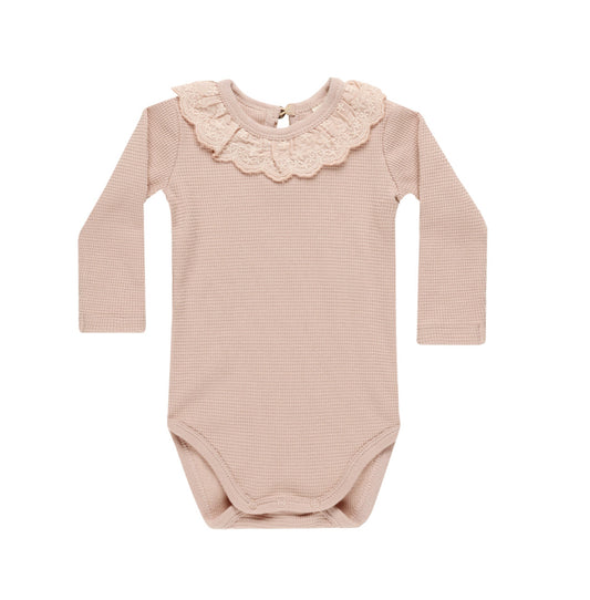 RUFFLE COLLAR BODYSUIT || BLUSH