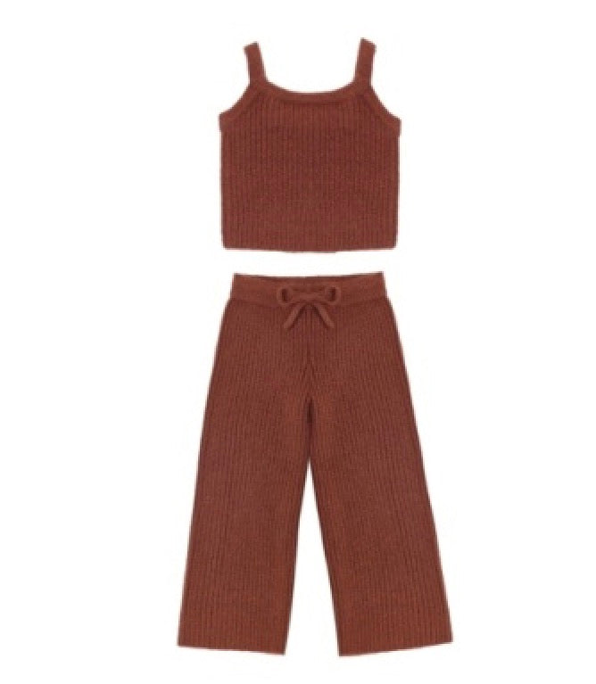 FUZZY KNIT LOUNGE SET BRICK