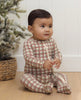 BAMBOO ZIP FOOTIE REDWOOD CHECK