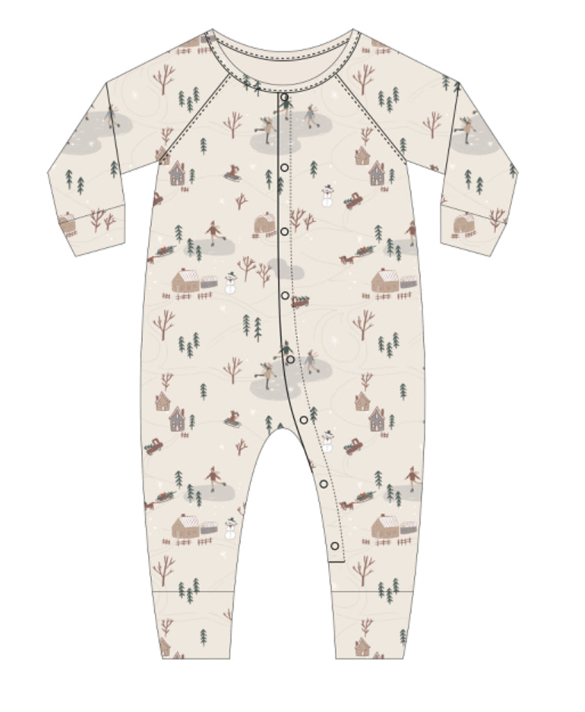 Organic Pajama Long John Winter Town