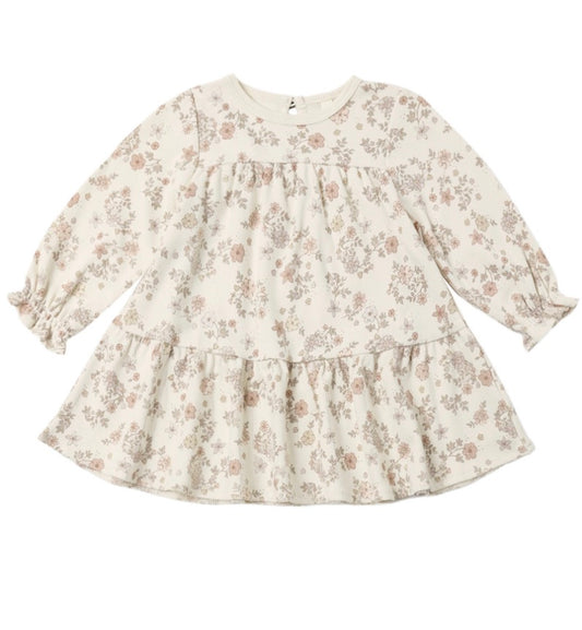 TIERED JERSEY DRESS FLORAL VINE