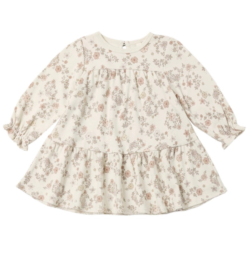 TIERED JERSEY DRESS FLORAL VINE