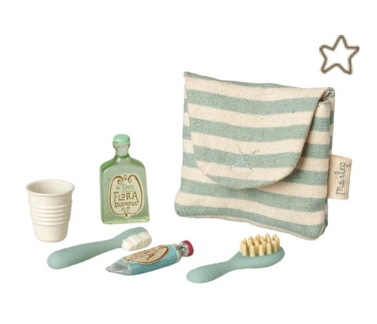 Toothbrush set in bag, Mouse - Blue stripe