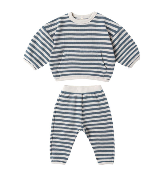 OCEAN STRIPE WAFFLE SLOUCH SET ||