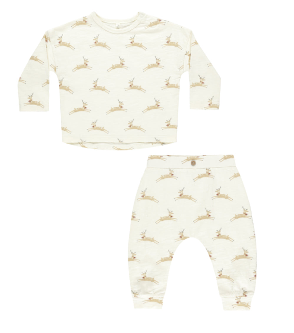 LONG SLEEVE TEE + PANT SET || REINDEER