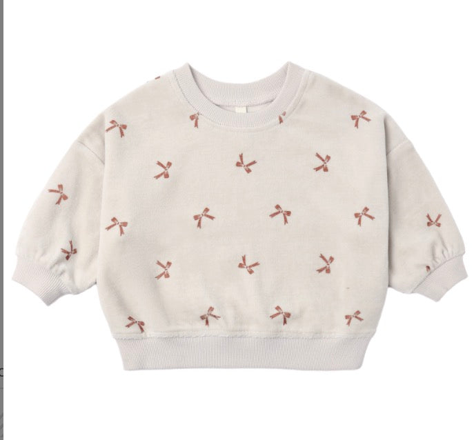 VELOUR RELAXED SWEATSHIRT + SWEATPANT RED BOWS
