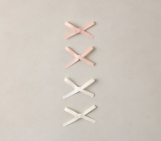 MINI SATIN RIBBON BOWS PEARL, IVORY