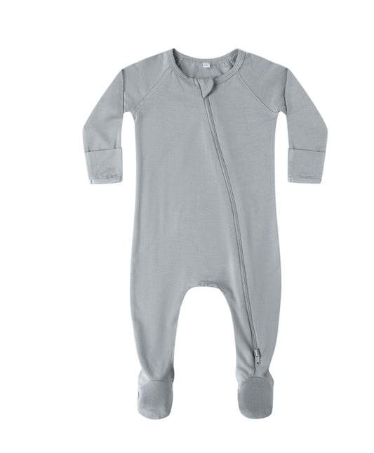 STEEL BLUE BAMBOO ZIP FOOTIE