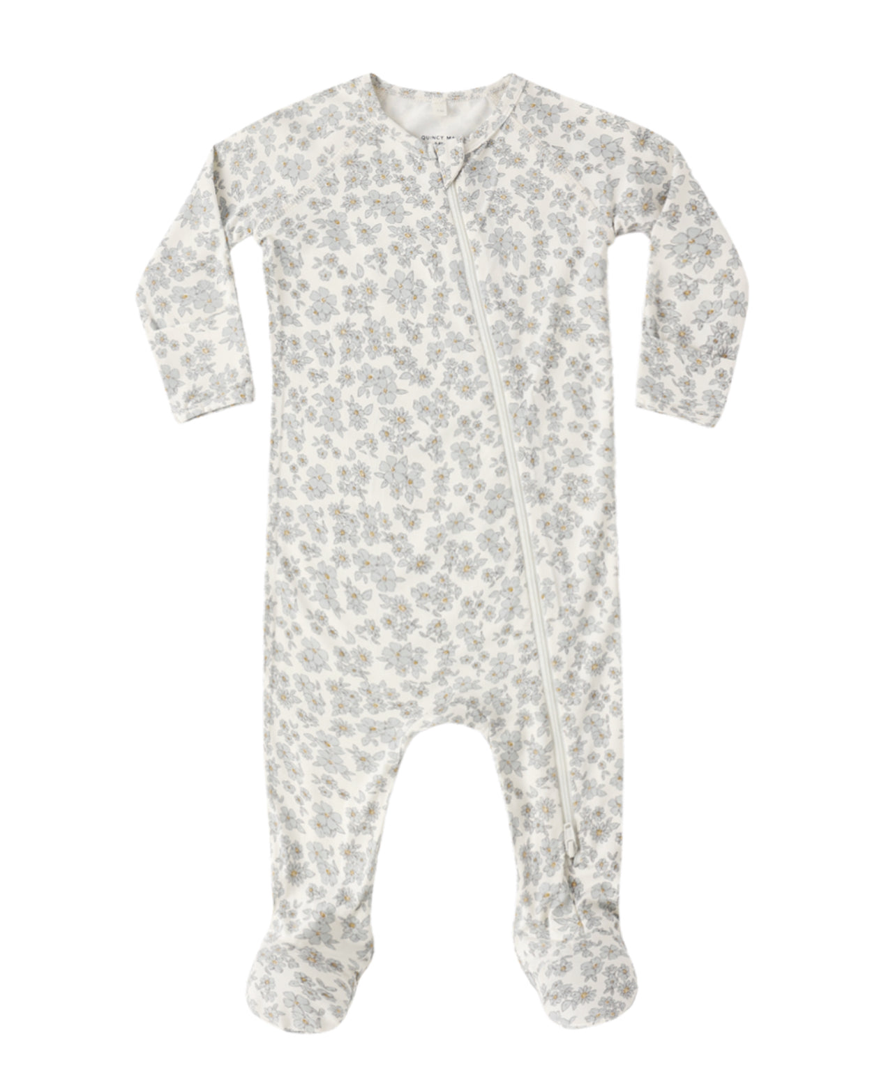 BAMBOO ZIP FOOTIE BLUE FLORAL
