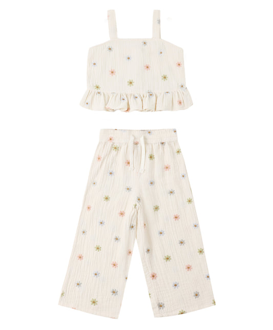 KAYLI SET EMBROIDERED DAISIES