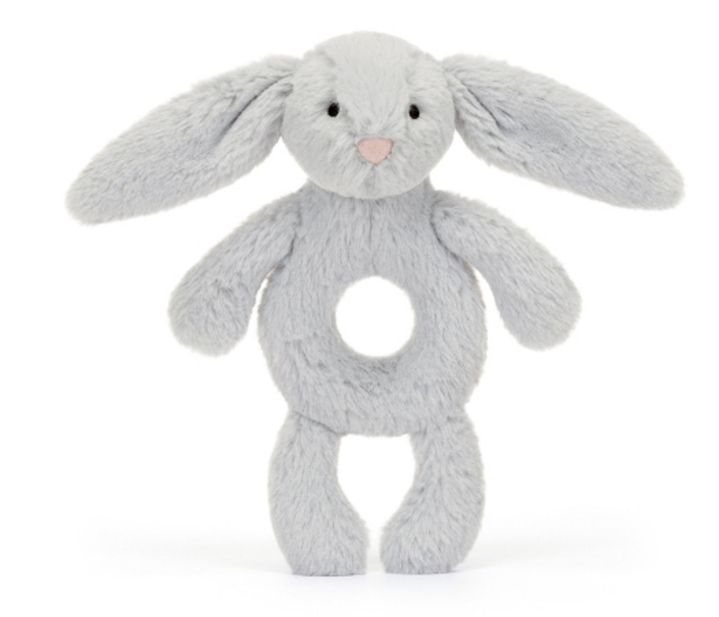 Jellycat Baby Bashful Silver Grey Bunny Ring Rattle  (RECYCLED FIBERS)