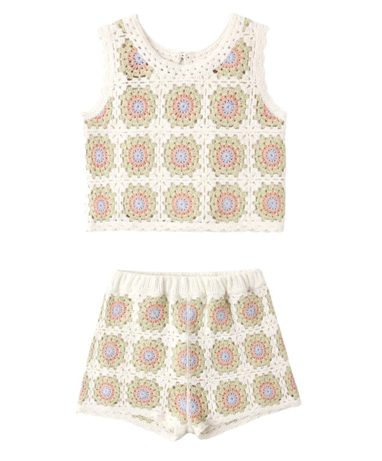 CROCHET TANK SET CITRON DAISY CHECK