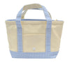 MINI TOTE - COATED CANVAS GINGHAM SKY TRIM