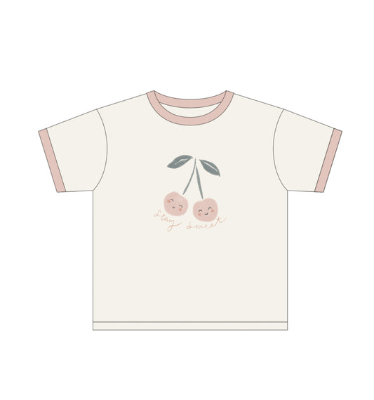 RINGER TEE CHERRY + PLAY SHORT BLUSH