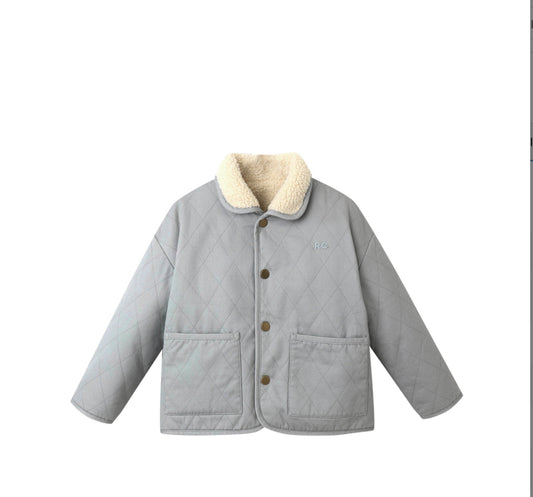 DUSTY BLUE QUILTED WINTER COAT