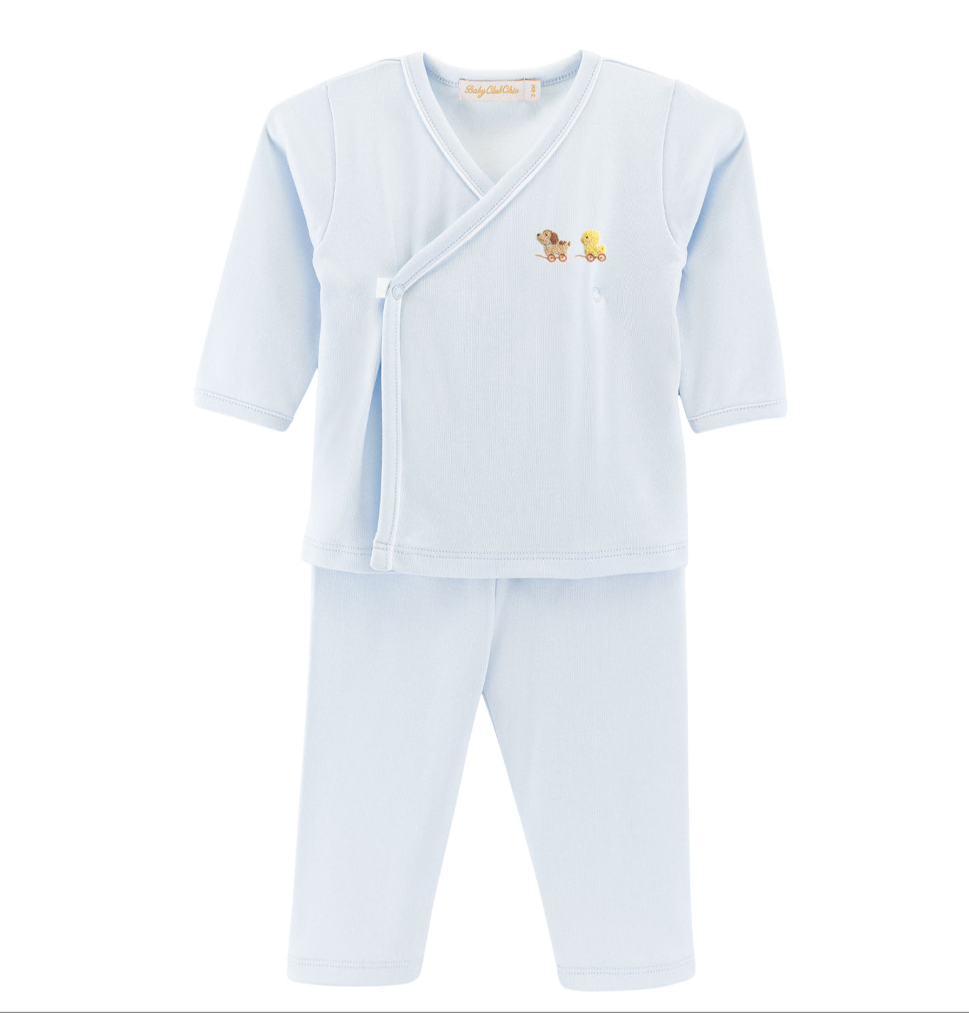 SWEET TOYS- BLUE EMBROIDERED CROSSED TEE W/ PIPPING AND PANTS SET