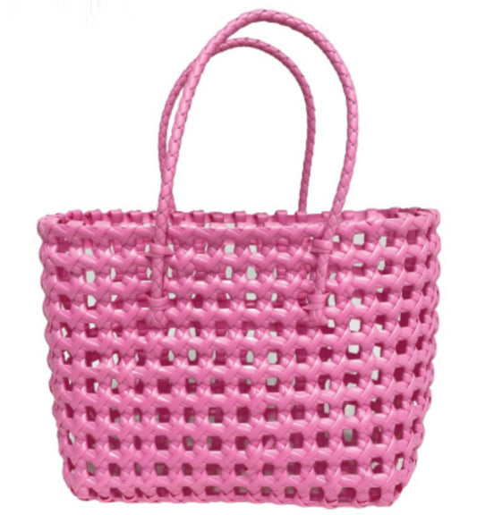 Large Woven Tote-Pink