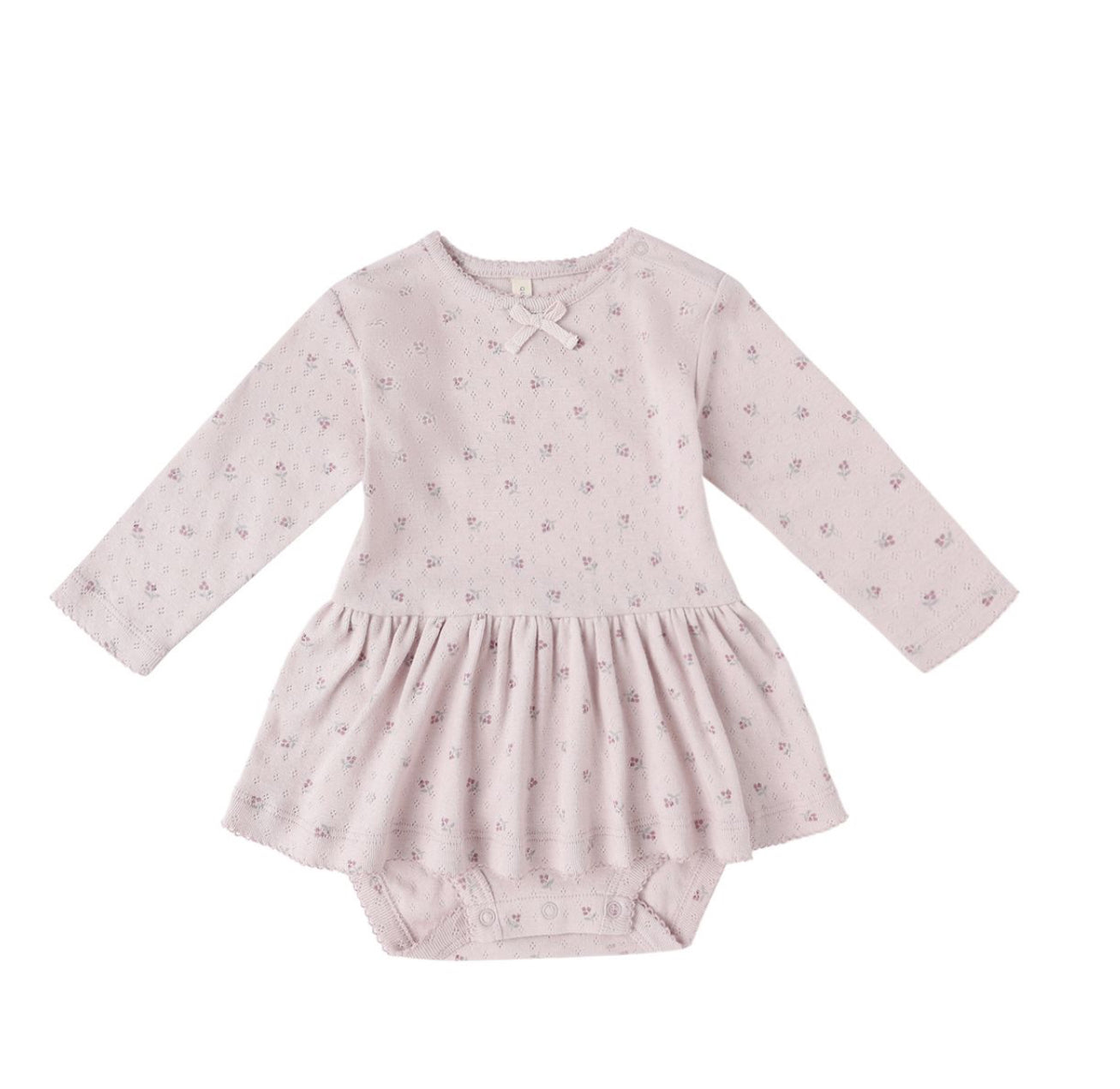 LILAC DITSY POINTELLE SKIRTED BODYSUIT