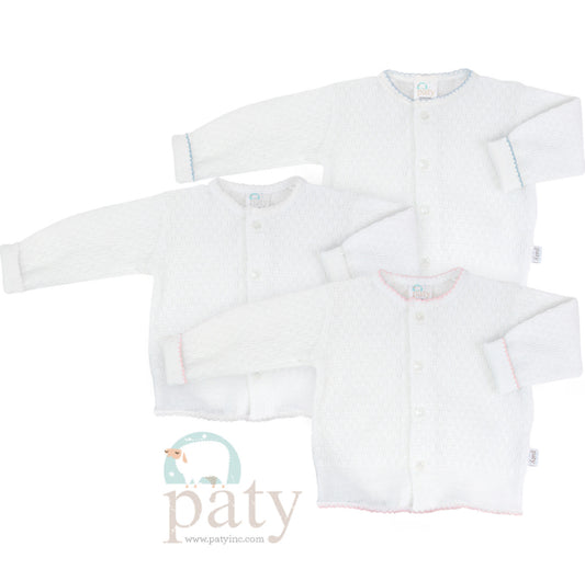 PATY SWEATER- white with blue trim