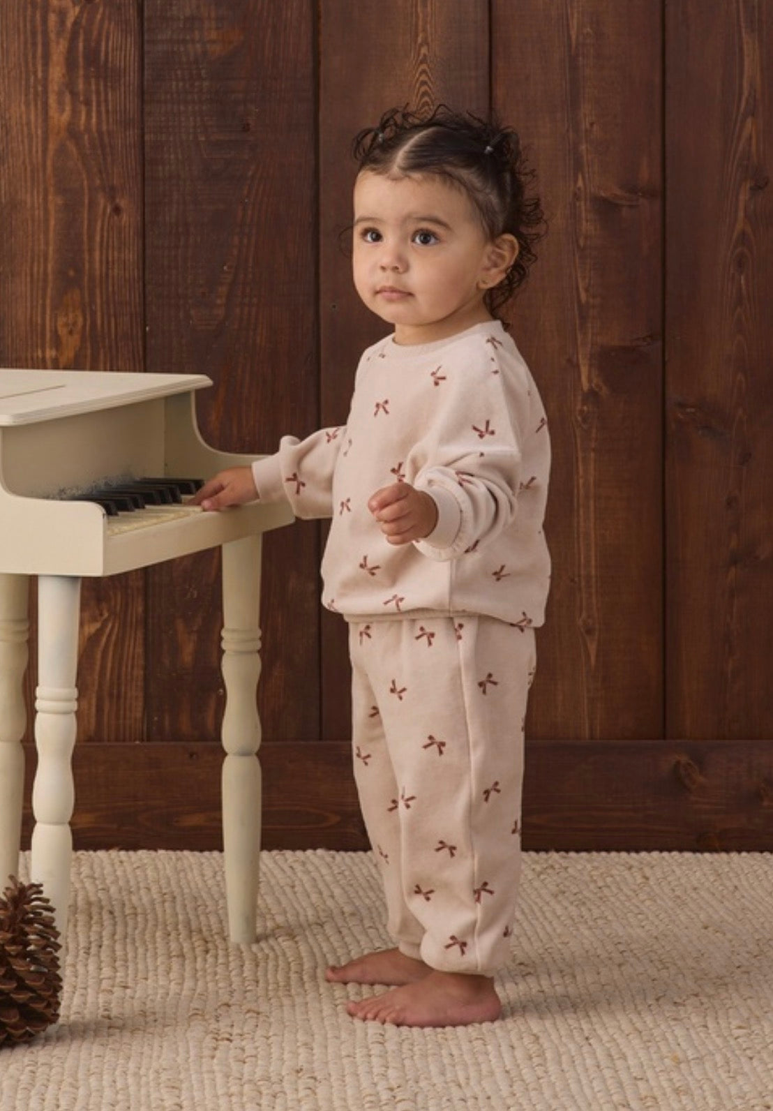 VELOUR RELAXED SWEATSHIRT + SWEATPANT RED BOWS