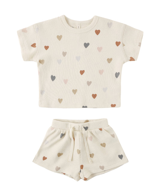 WAFFLE TEE + SHORT SET CONFETTI HEARTS