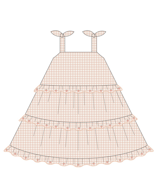 RUFFLED SWING DRESS PETAL GINGHAM