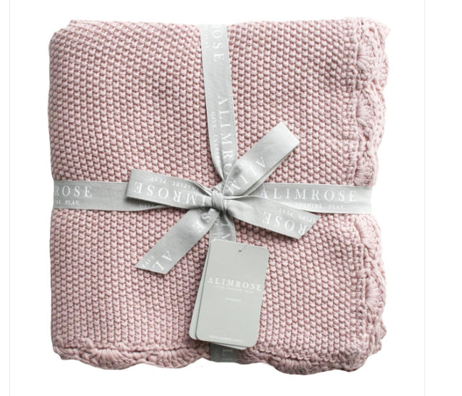 Mini Moss Stitch Baby Blanket Pink