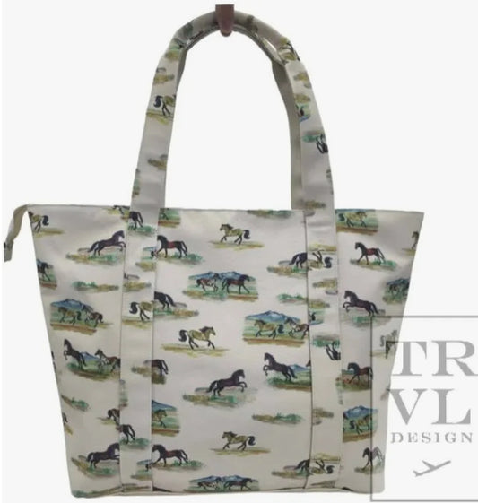 MAXI TOTE - COATED CANVAS Large wild horses