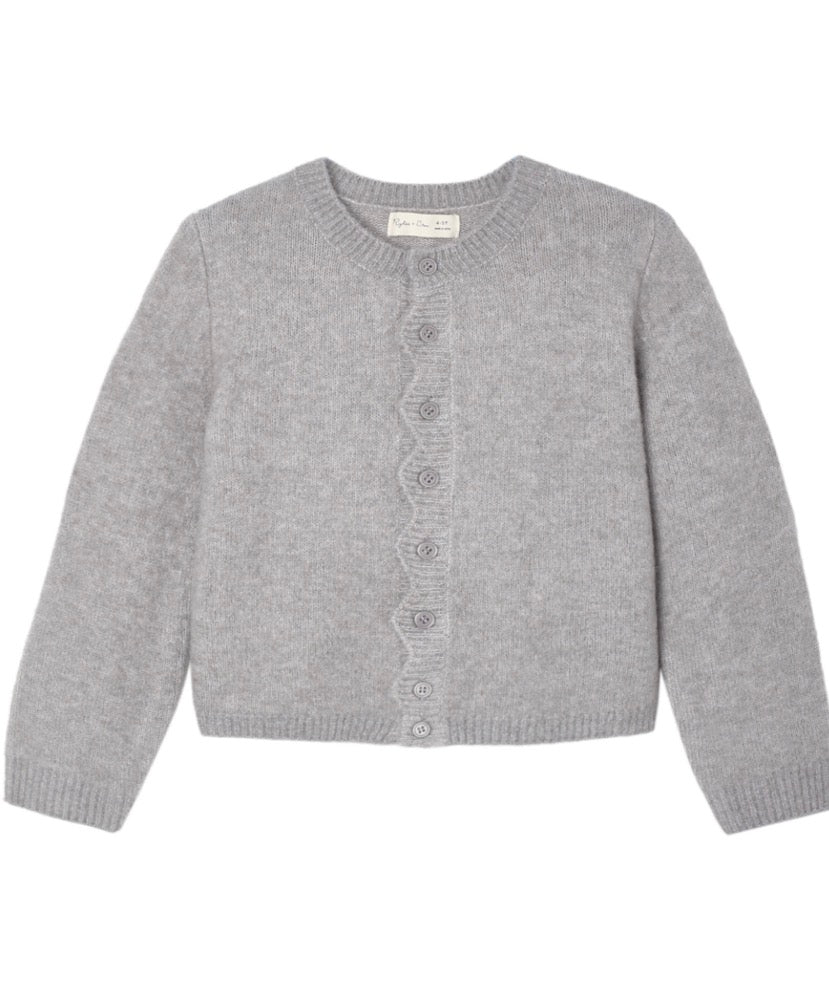 SCALLOP CARDIGAN DUSTY-BLUE